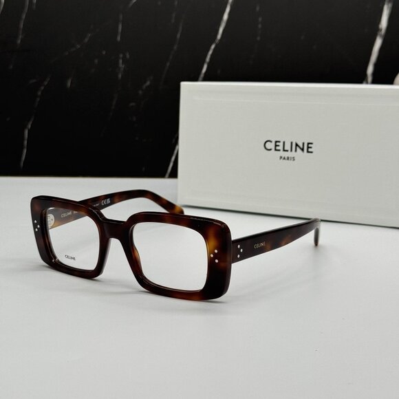 NEW CELINE CL50163I 053 SQUARE HAVANA BROWN WOMEN EYEGLASSES CELINE - Picture 1 of 10